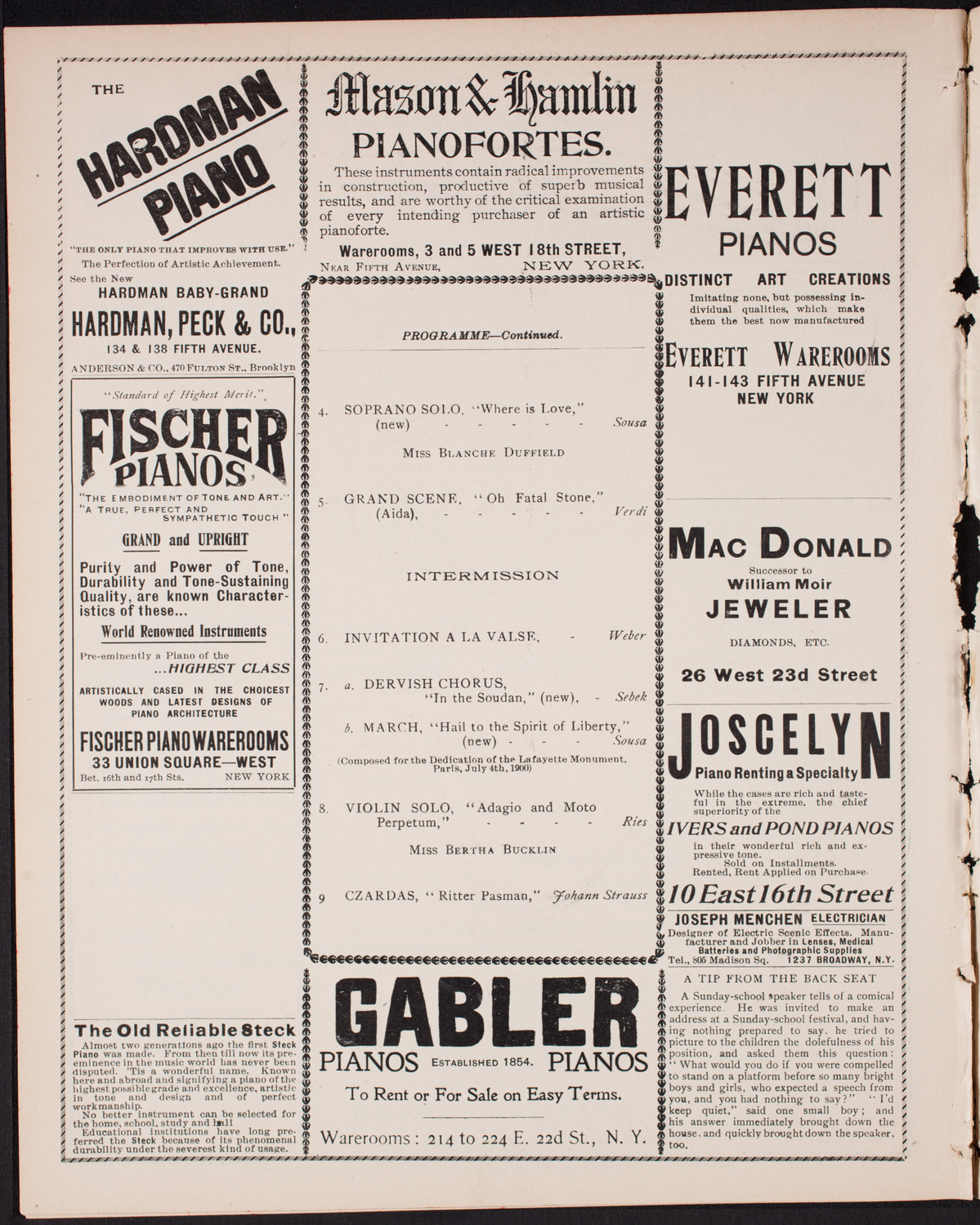 Sousa and His Band, January 6, 1901, program page 6