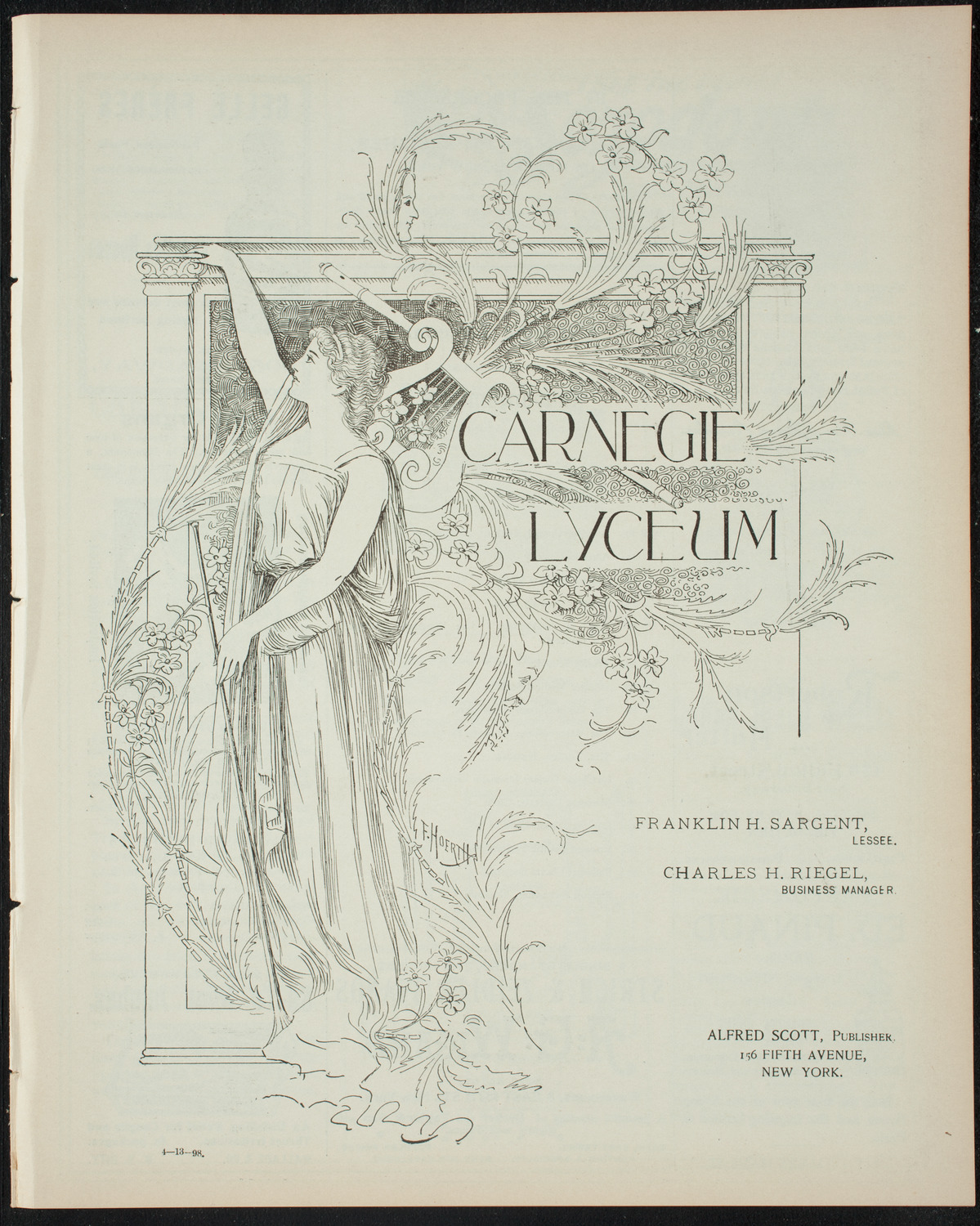 Amateur Comedy Club, April 13, 1898, program page 1