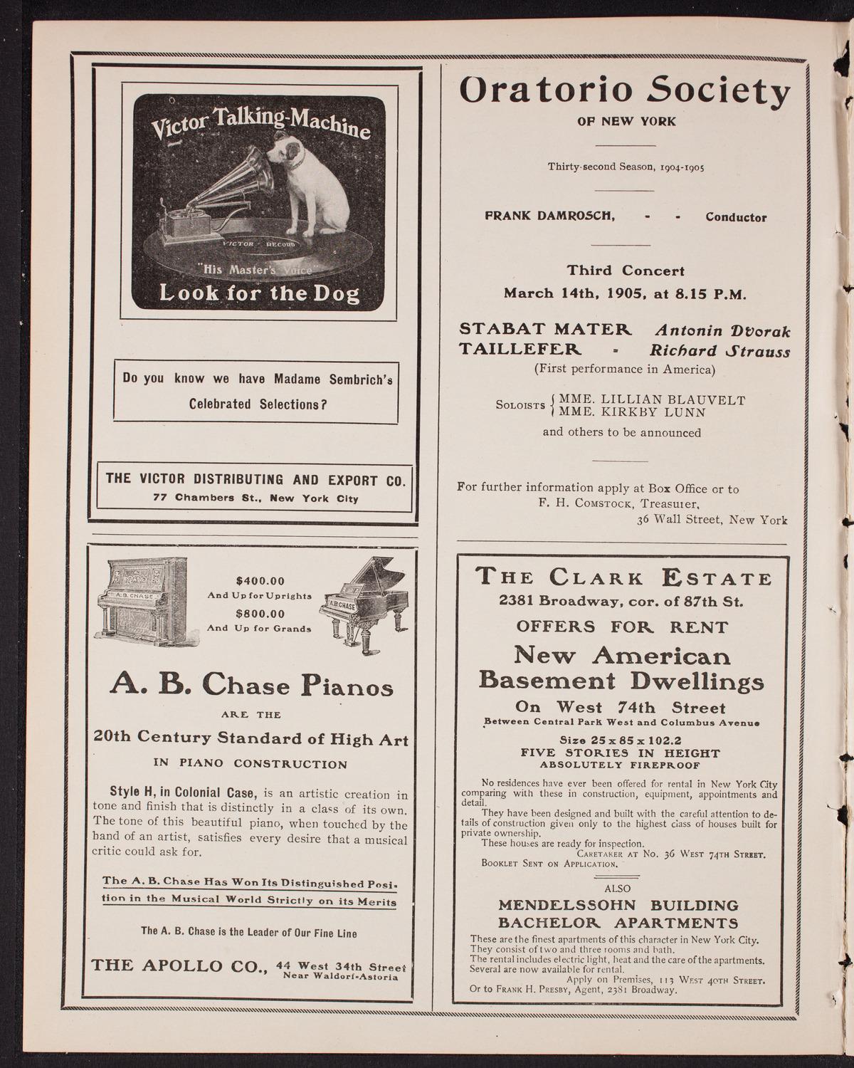 Olga Samaroff, Piano, with the New York Symphony Orchestra, January 18, 1905, program page 2