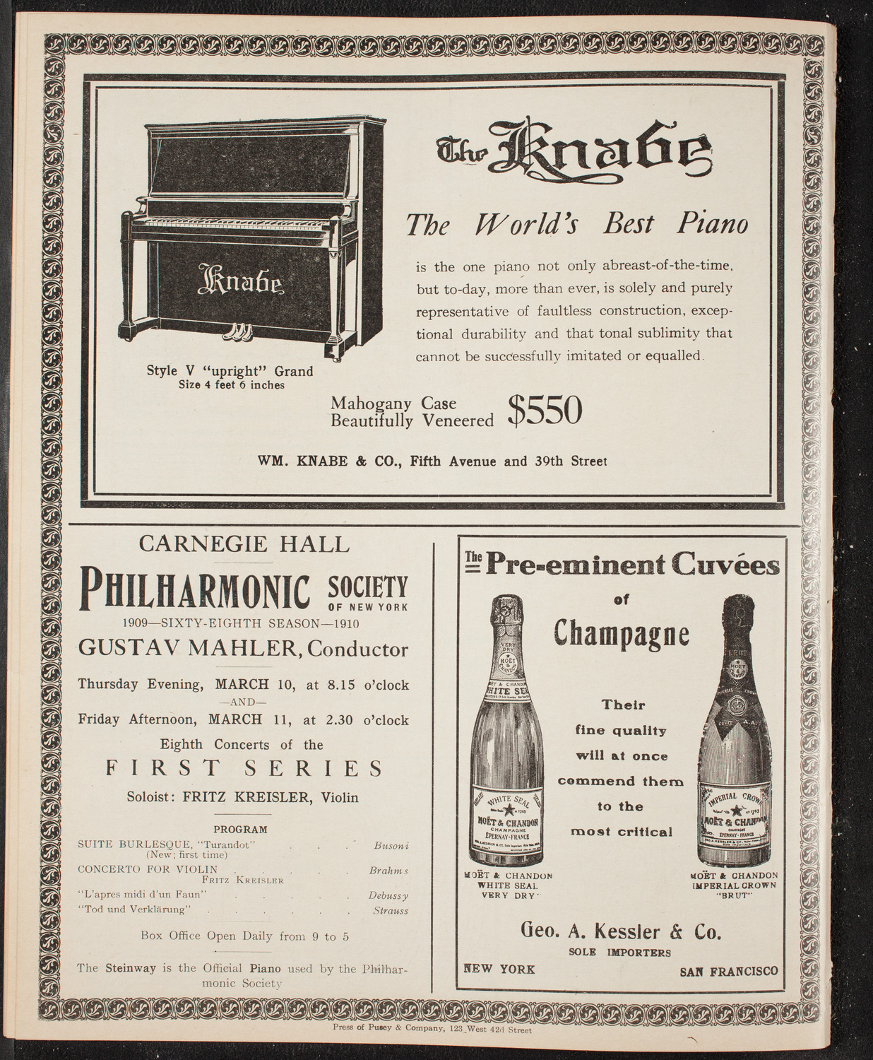 Mischa Elman, Violin, March 9, 1910, program page 12
