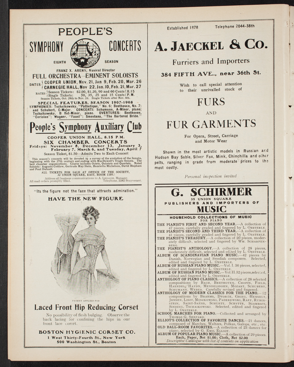 Josef Hofmann, Piano, October 26, 1907, program page 8