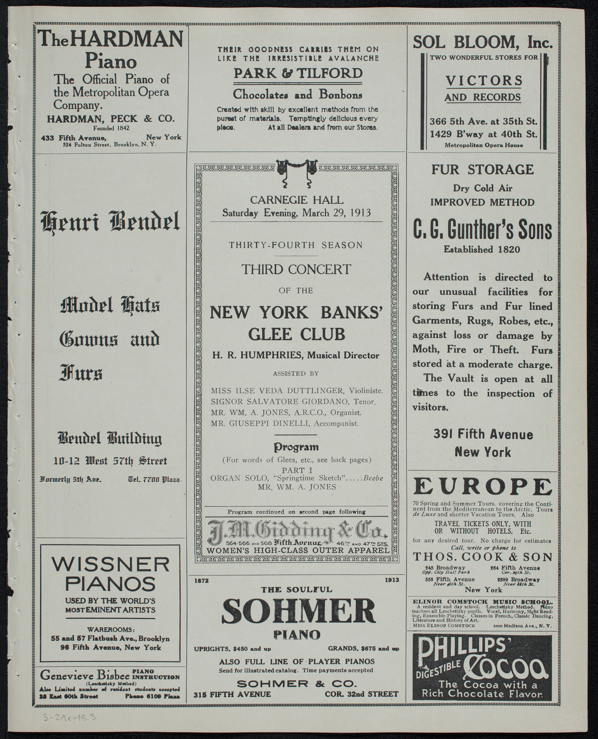 New York Banks' Glee Club, March 29, 1913, program page 5