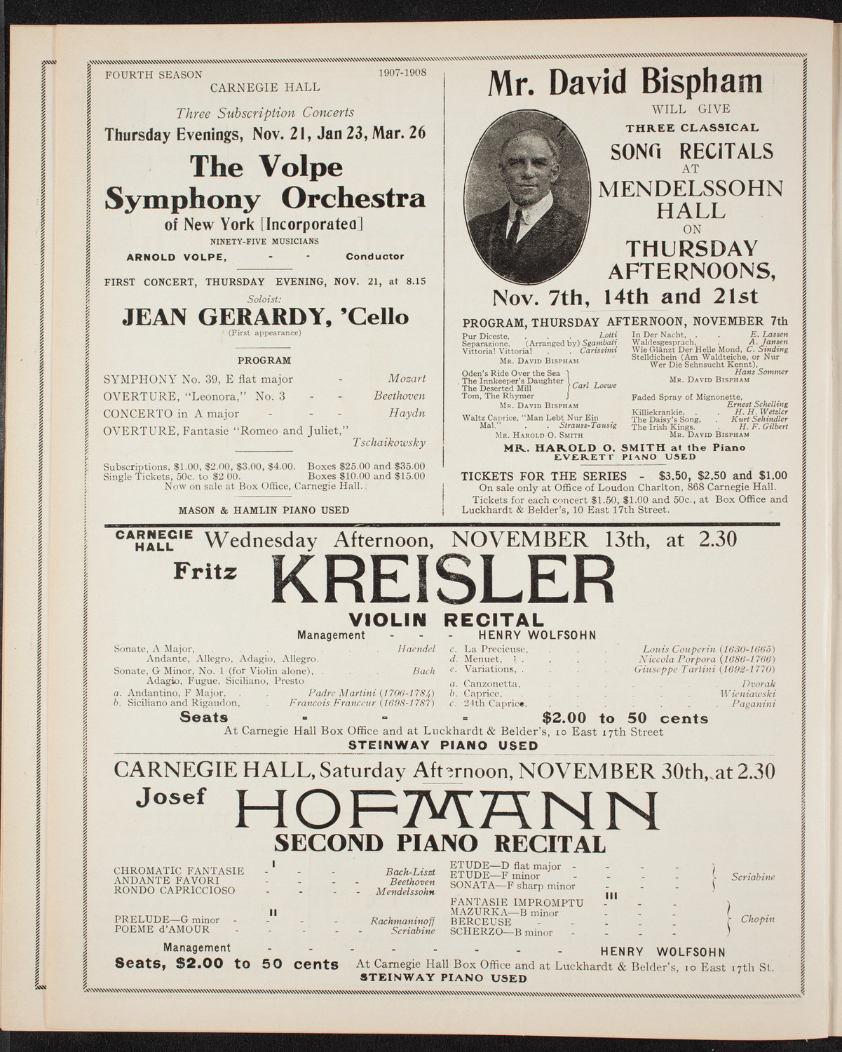 Philadelphia Orchestra, November 5, 1907, program page 10
