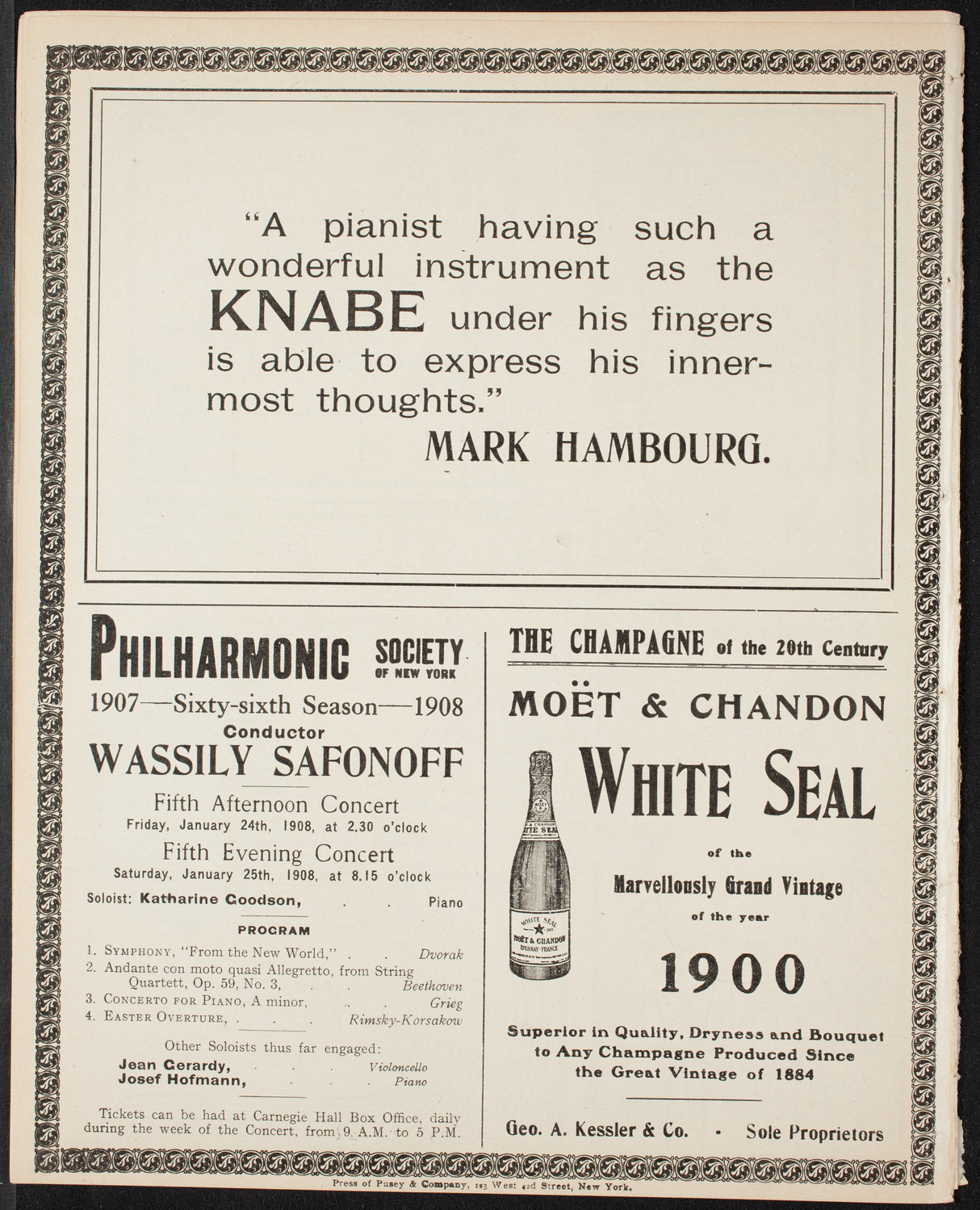 Volpe Symphony Society of New York, January 23, 1908, program page 12