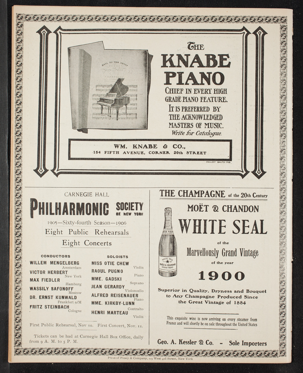 Marie Hall, November 8, 1905, program page 12