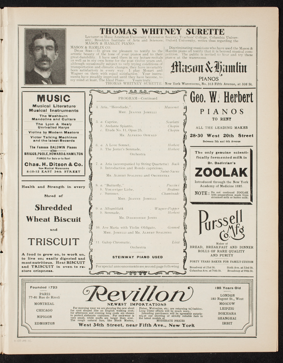 Benefit: St. Mark's Hospital, November 27, 1908, program page 7