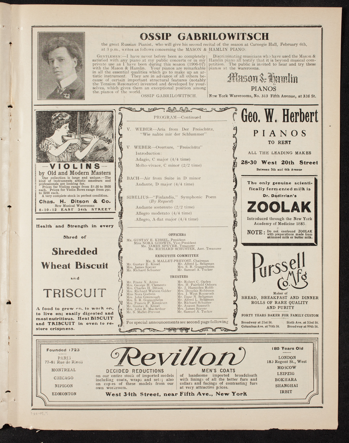 People's Symphony Concert, January 22, 1909, program page 7