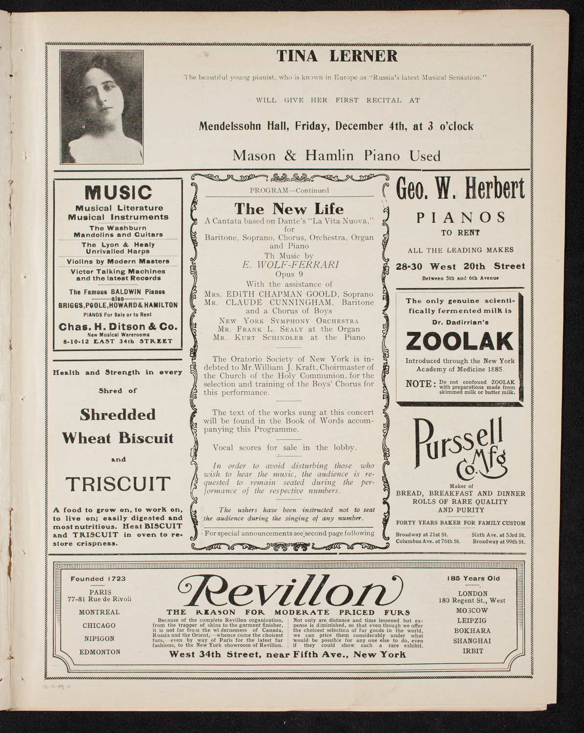 Oratorio Society of New York, December 2, 1908, program page 7