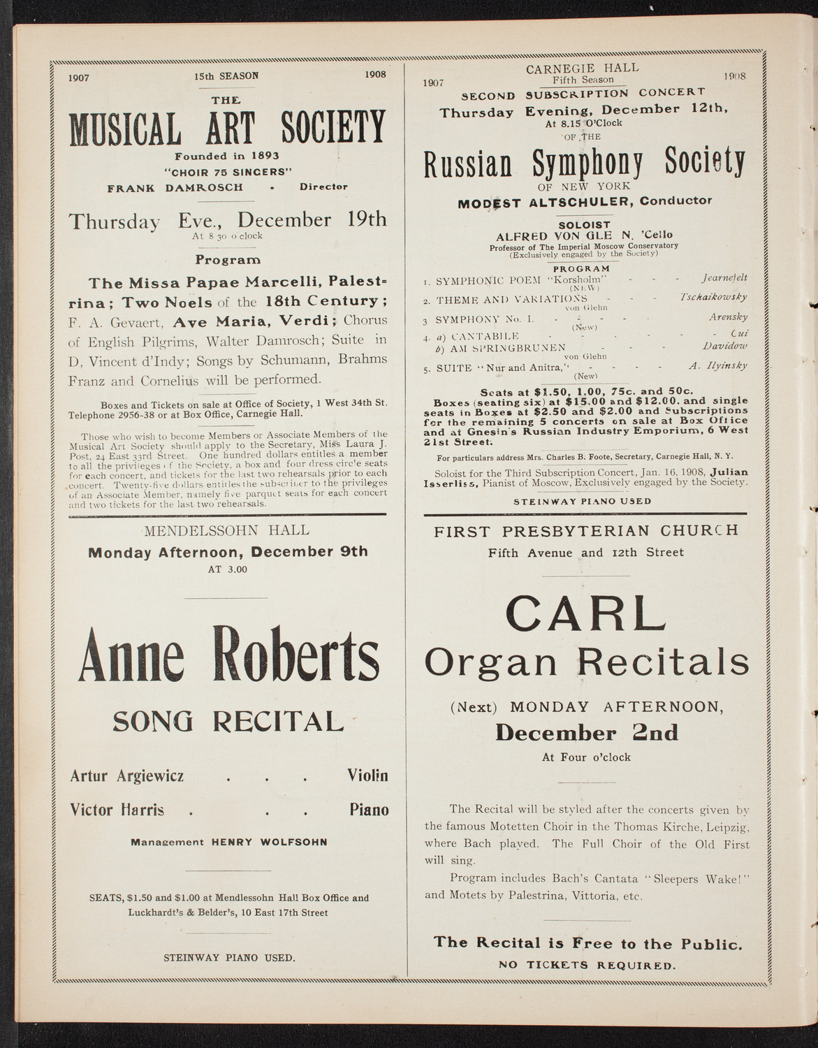 Benefit: St. Mark's Hospital, November 29, 1907, program page 10