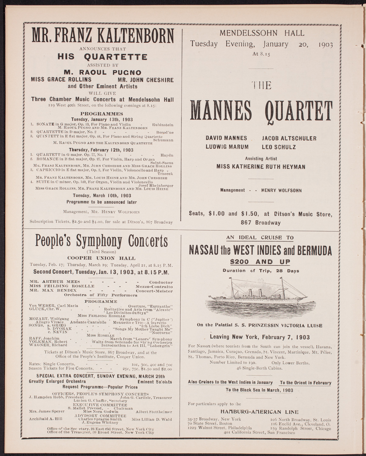 Wetzler Symphony Orchestra, January 3, 1903, program page 8