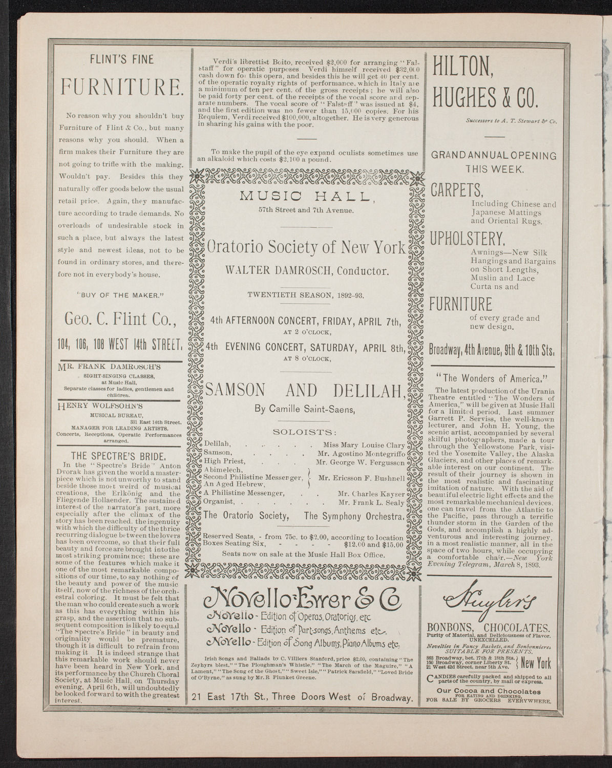 Antonín Dvorák, April 6, 1893, program page 6