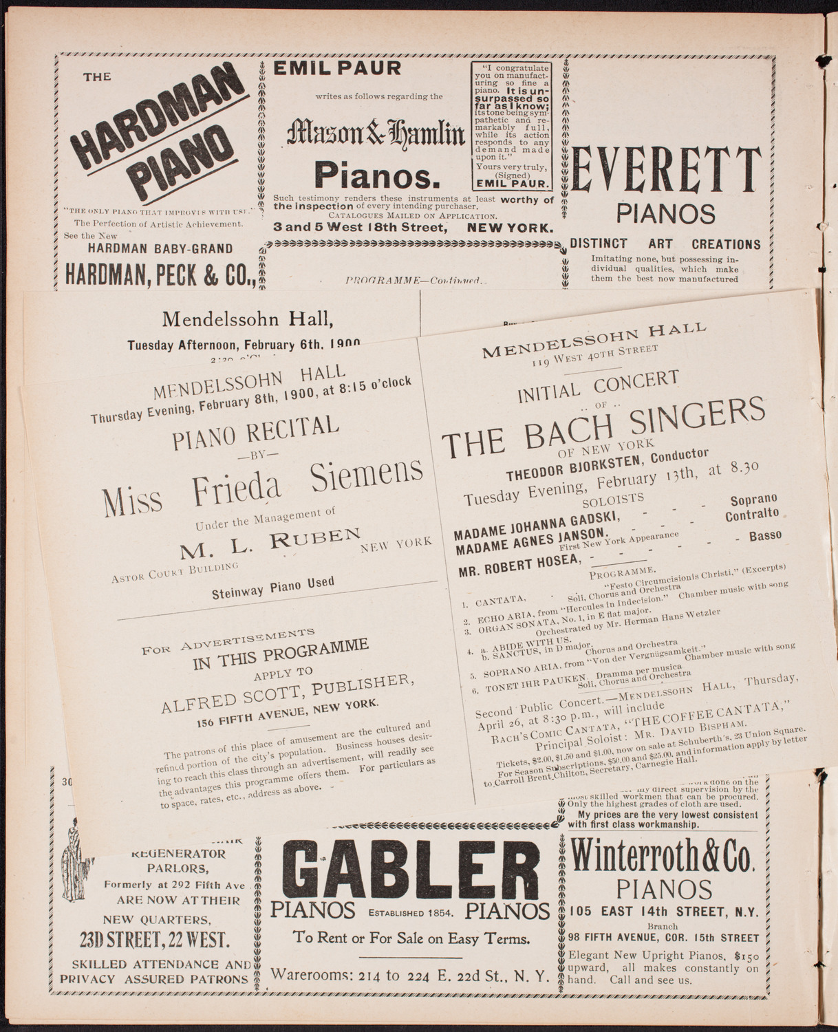 New York Philharmonic, January 26, 1900, program page 10