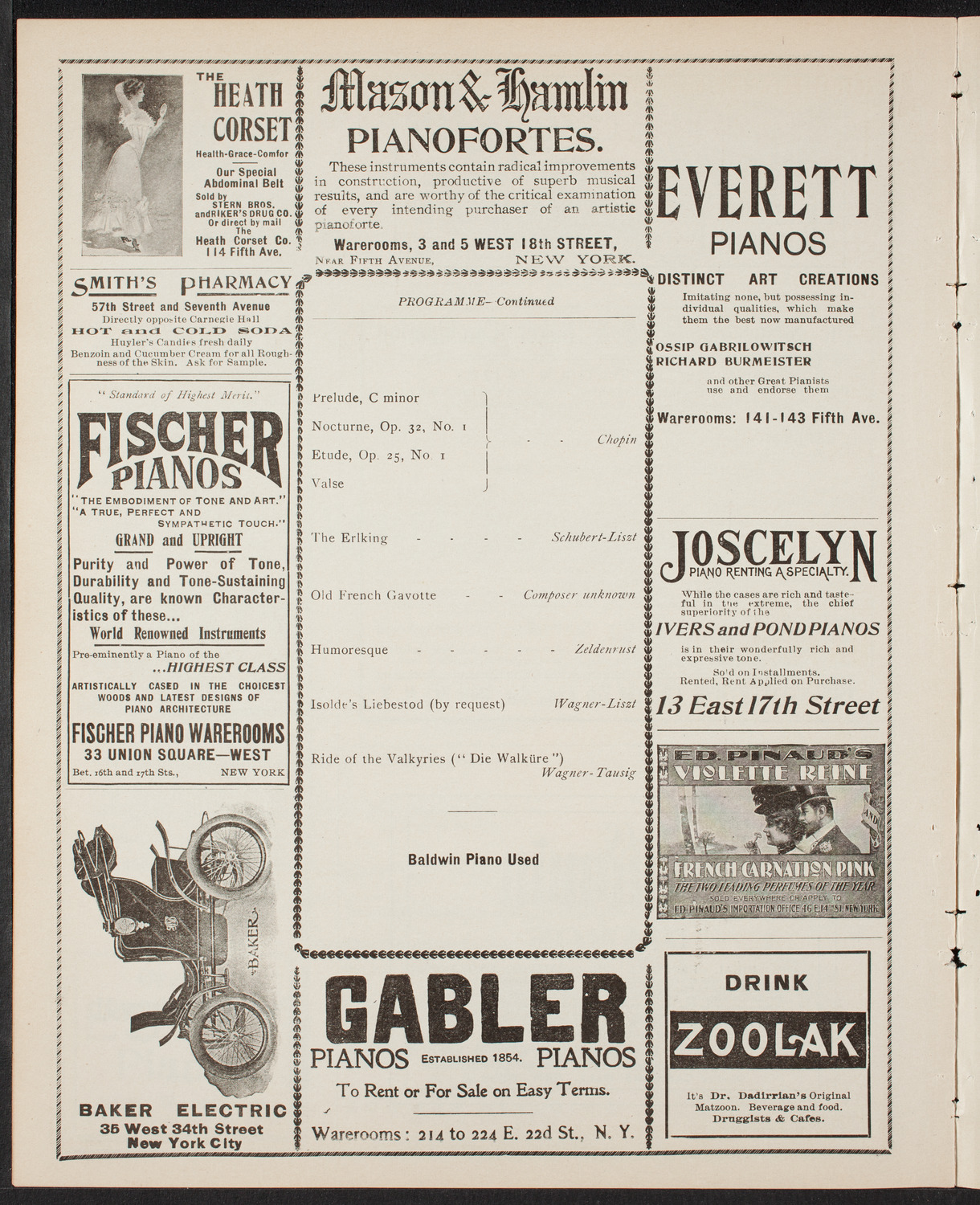 Eduard Zeldenrust, Piano, January 19, 1902, program page 8