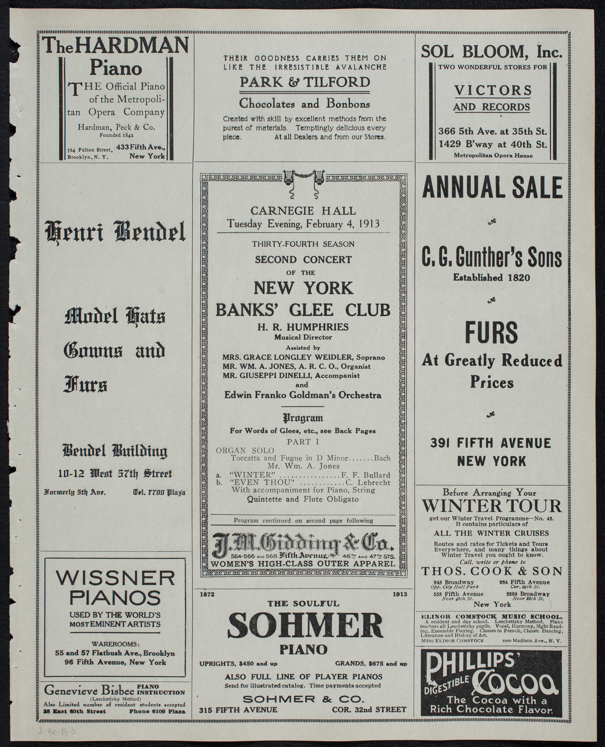 New York Banks' Glee Club, February 4, 1913, program page 5