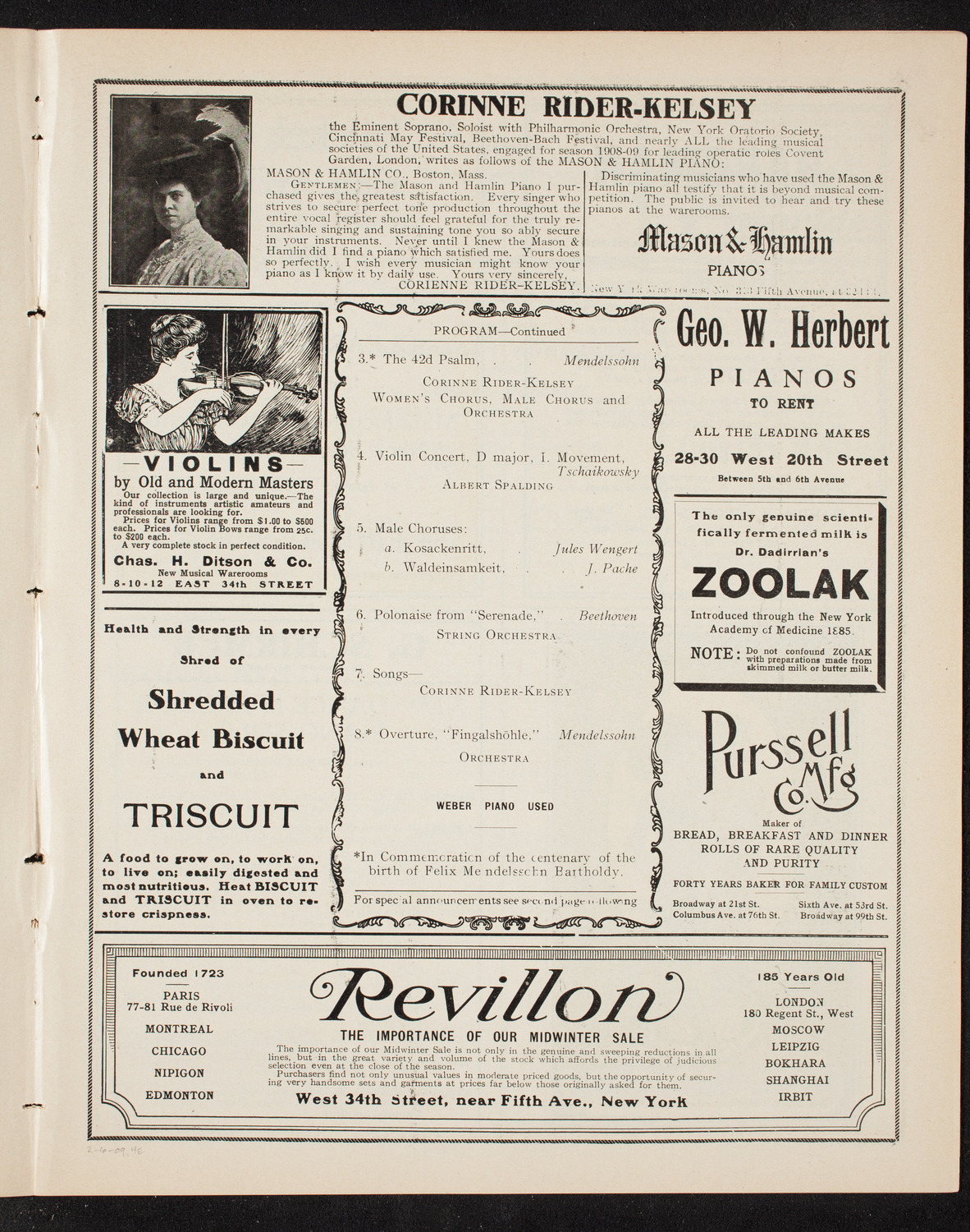 German Liederkranz, February 6, 1909, program page 7