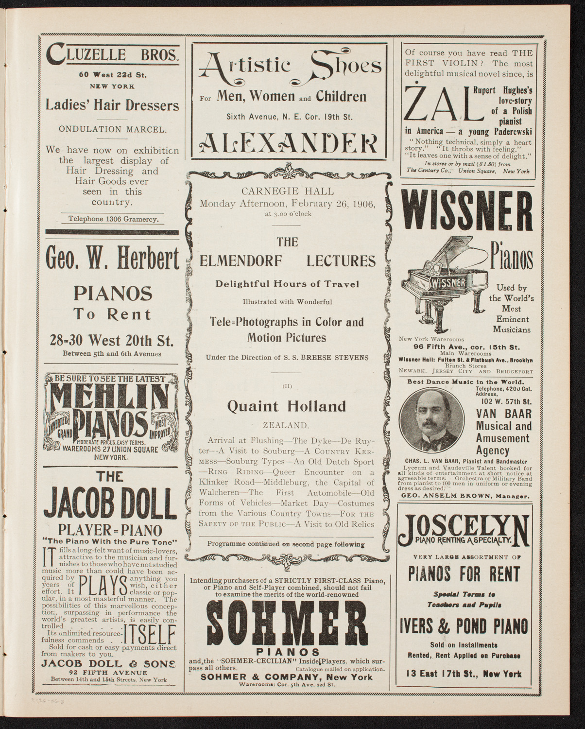 Elmendorf Lecture: Quaint Holland, February 26, 1906, program page 5