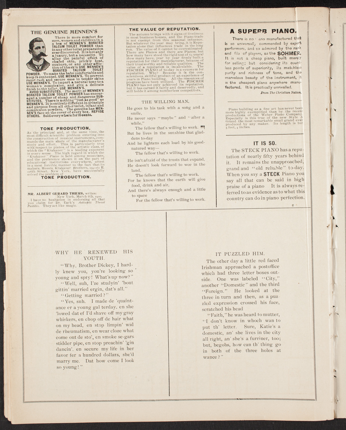 Metropolitan Street Railway Association Vaudeville Program, October 3, 1903, program page 10