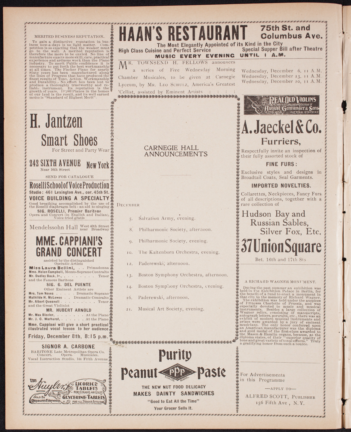 Kaltenborn Orchestra, December 3, 1899, program page 2