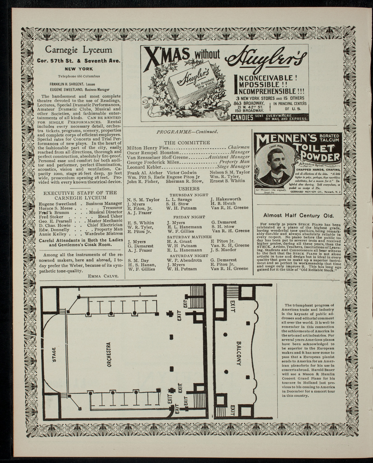 Columbia Sophomore Dramatic Association: The 1904 Sophomore Show, December 21, 1901, program page 4