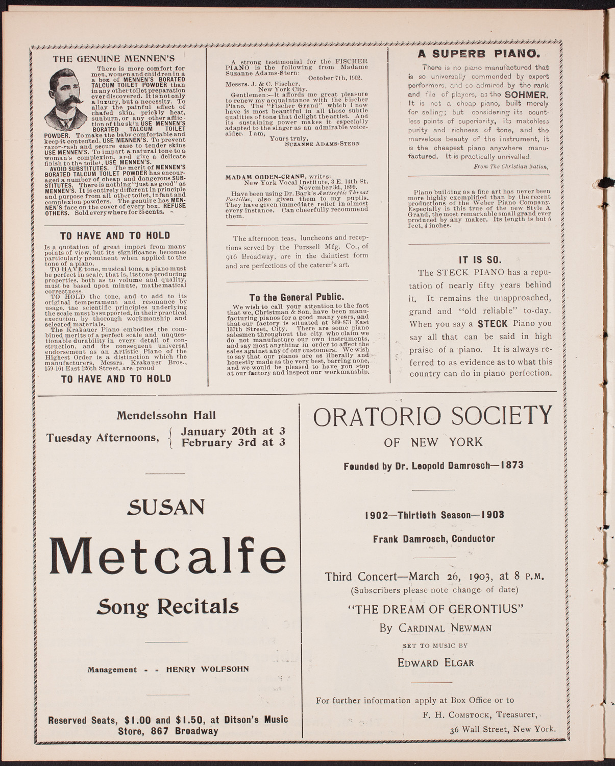 Kaltenborn Sunday Evening Concert, January 4, 1903, program page 10