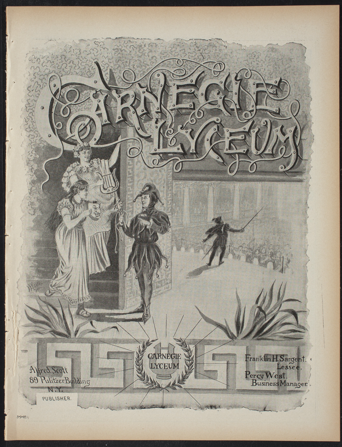 Lecture by David Dwight Wells, March 9, 1897, program page 1
