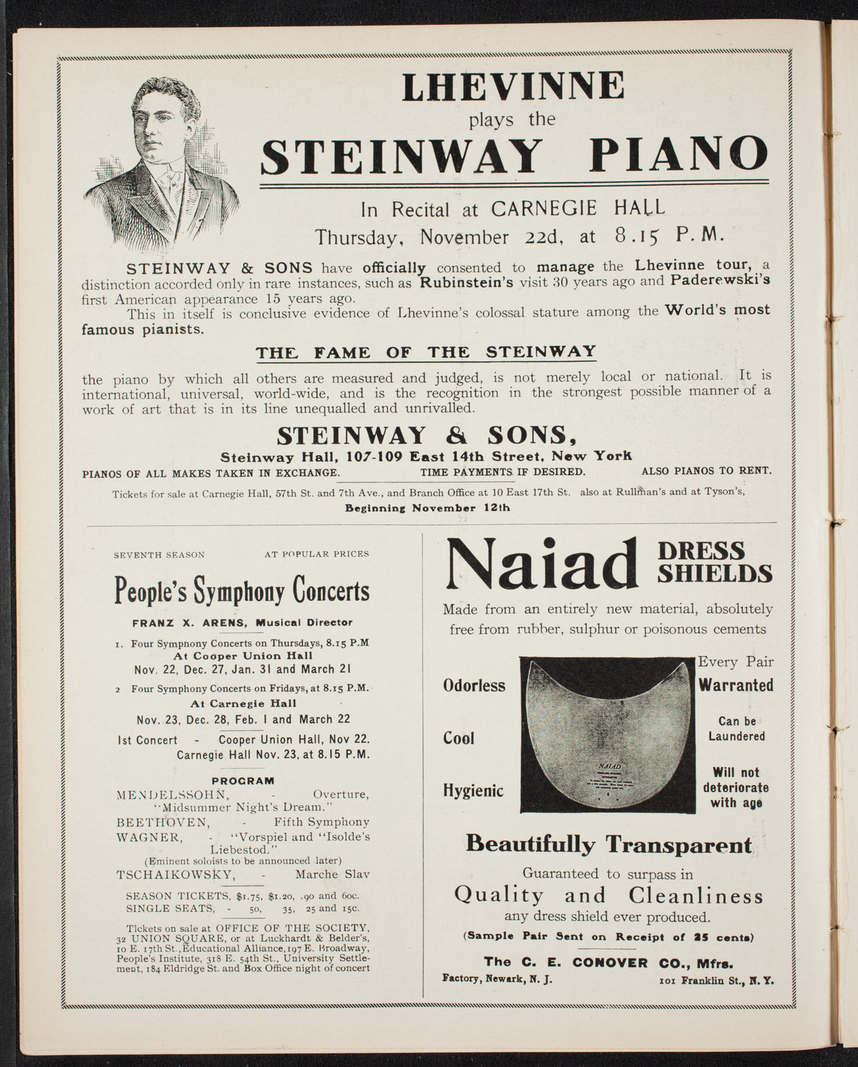 Edna Richolson with New York Symphony Orchestra, November 9, 1906, program page 4