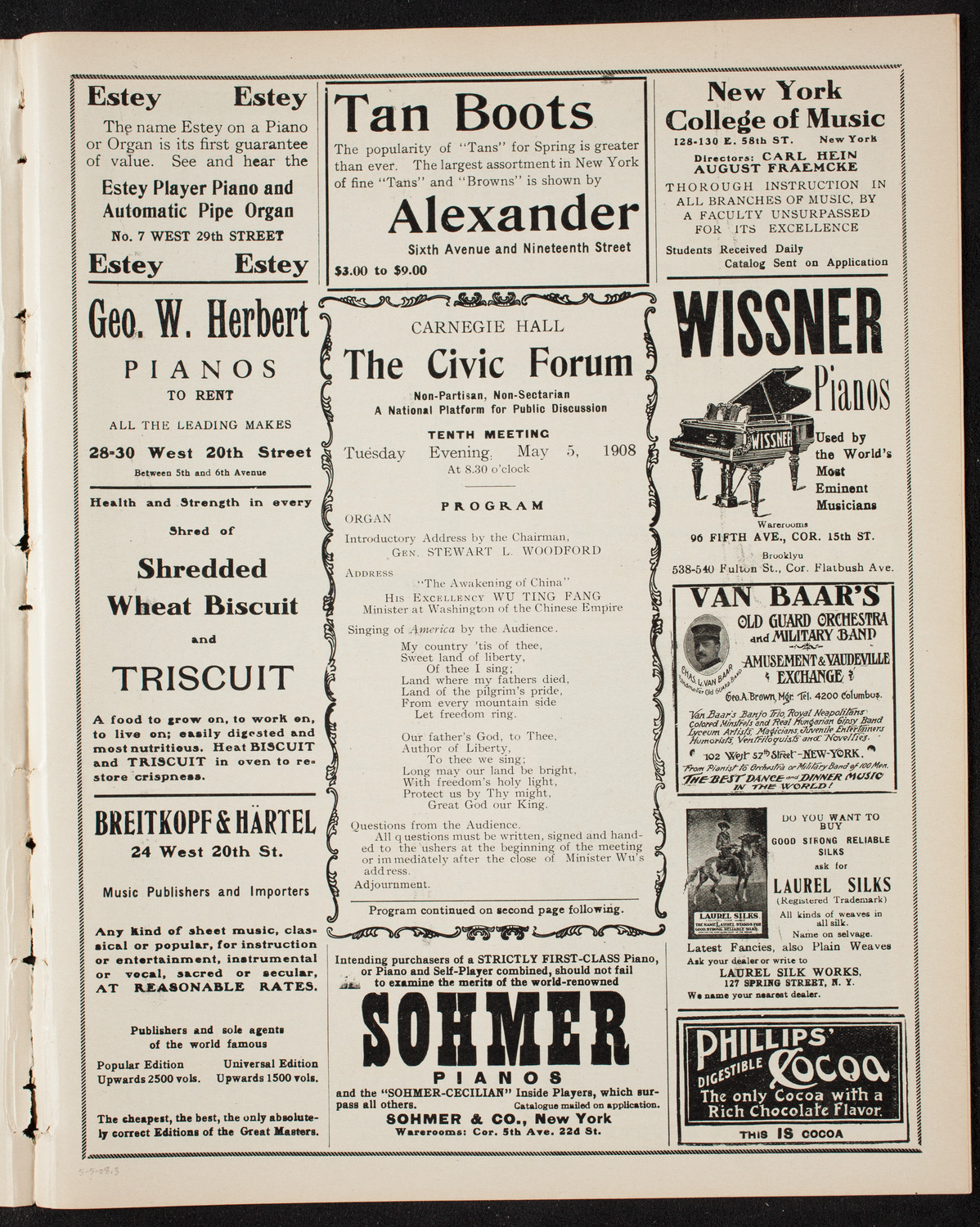 The Civic Forum, May 5, 1908, program page 5