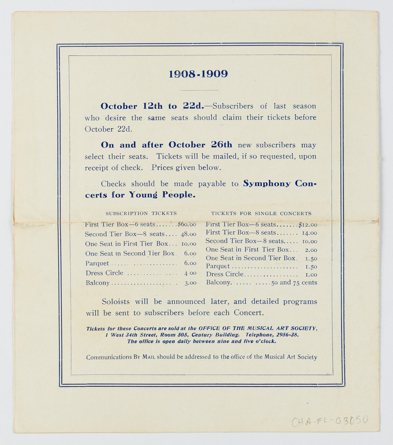 Symphony Concert for Young People, 1908