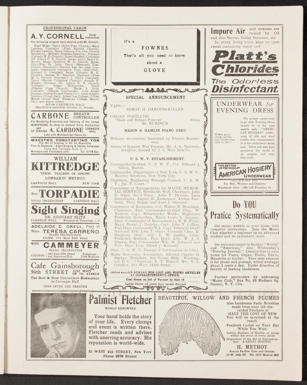 Maine Memorial Service, February 20, 1910, program page 13