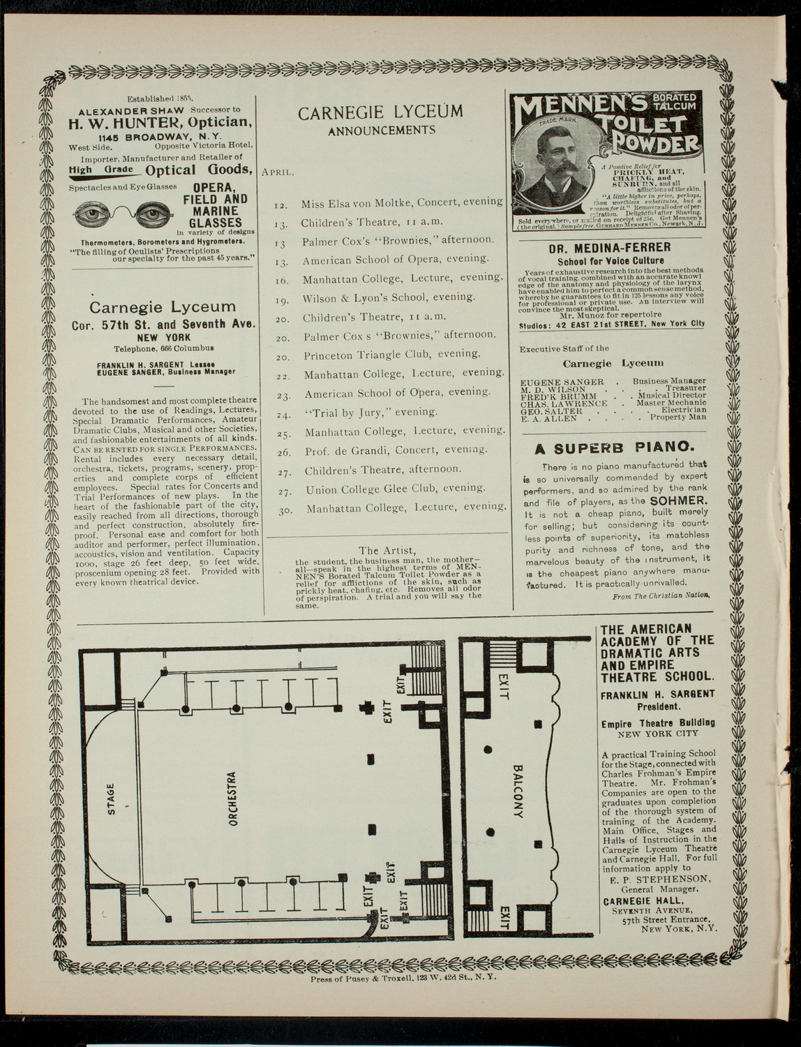 The Children's Theatre, April 12, 1901, program page 4
