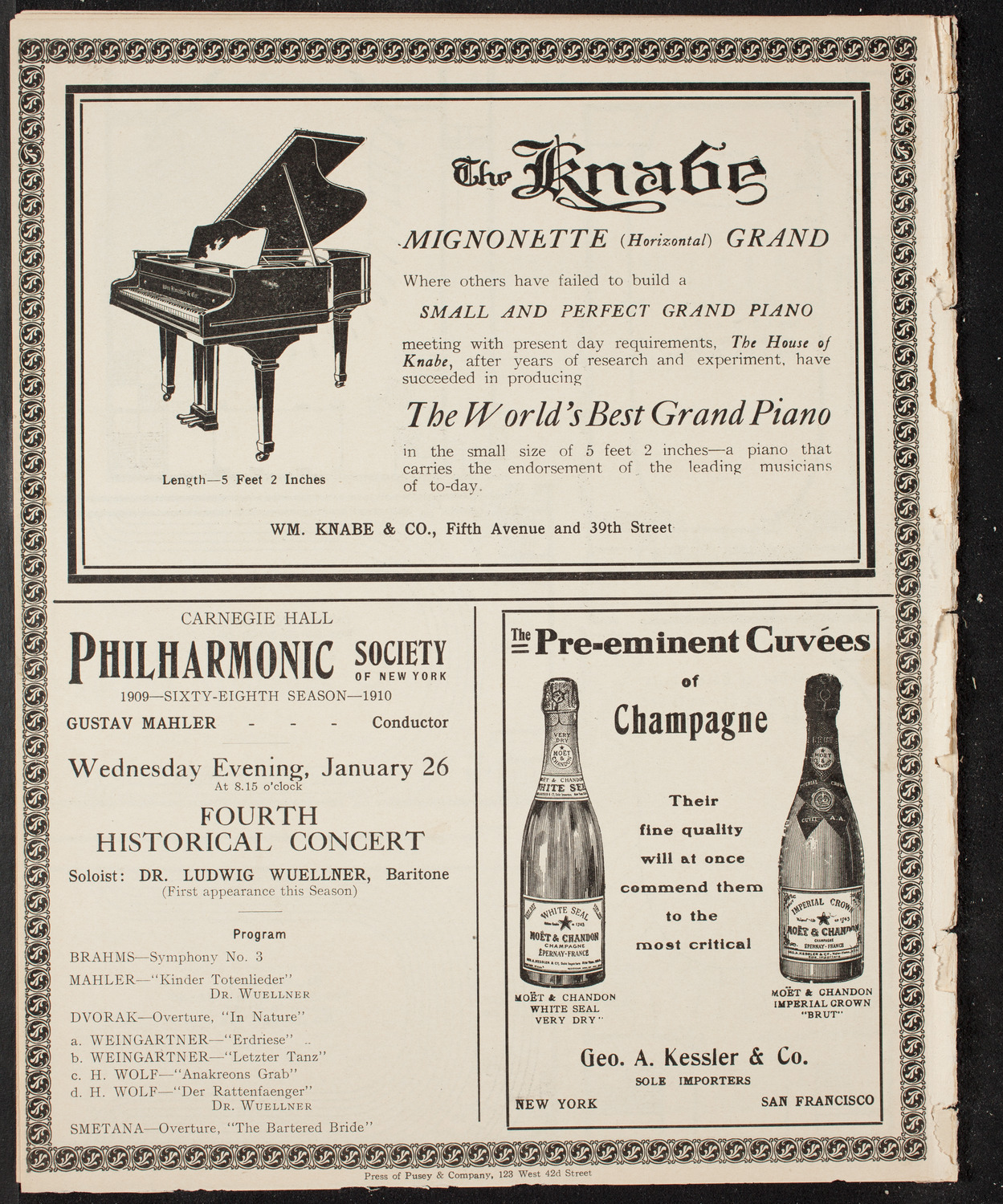 Ferruccio Busoni, Piano, January 25, 1910, program page 12