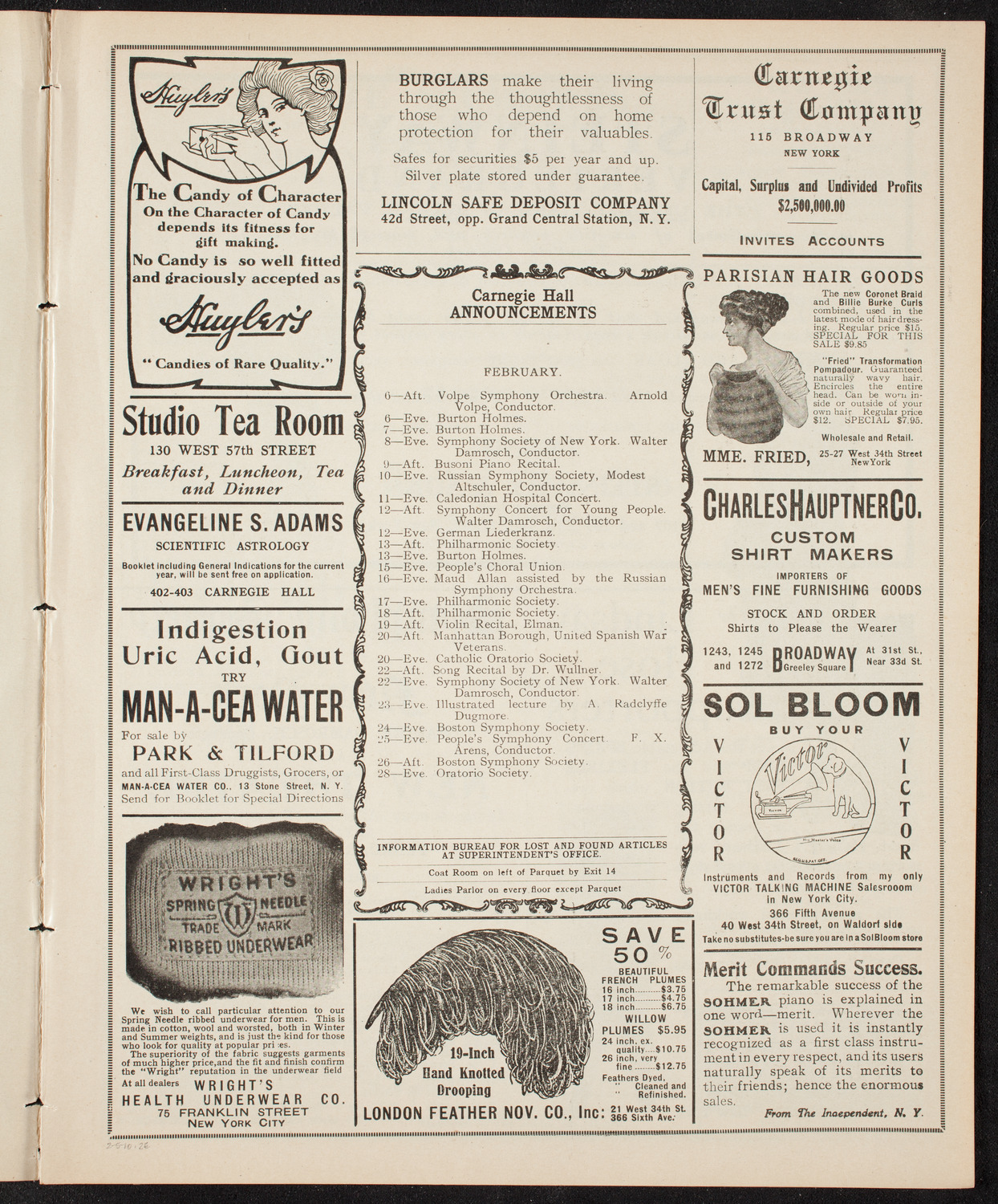 New York Banks' Glee Club, February 5, 1910, program page 3