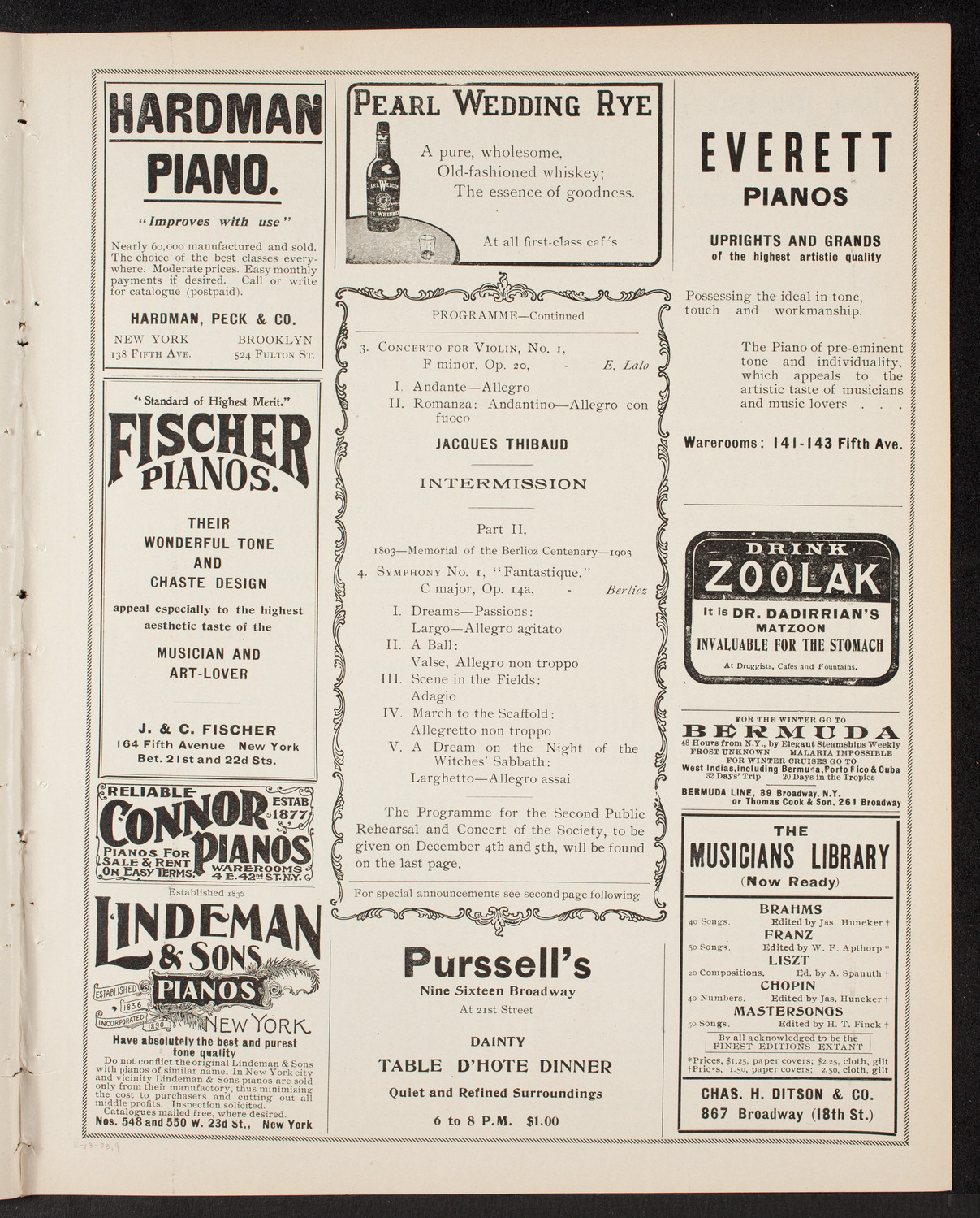 New York Philharmonic, November 13, 1903, program page 7