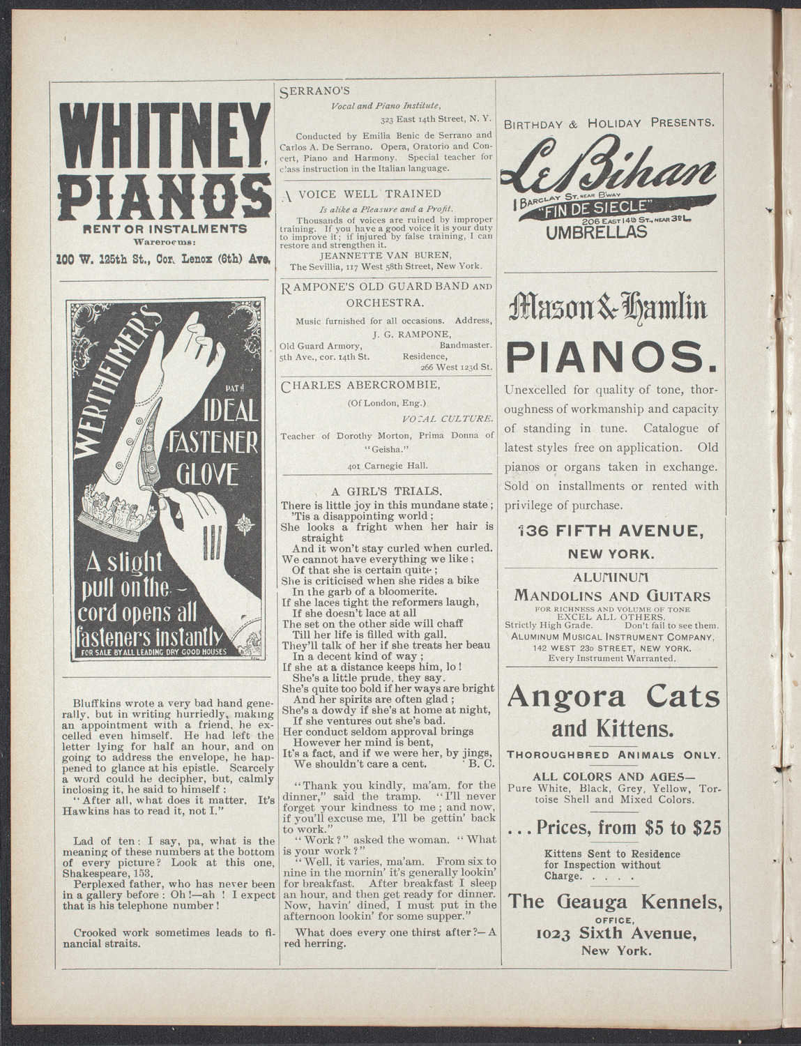 American Academy of Dramatic Arts Alumni Society, December 22, 1896, program page 2