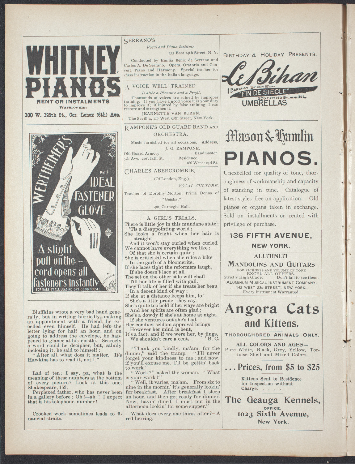 American Academy of Dramatic Arts Alumni Society, December 22, 1896, program page 2