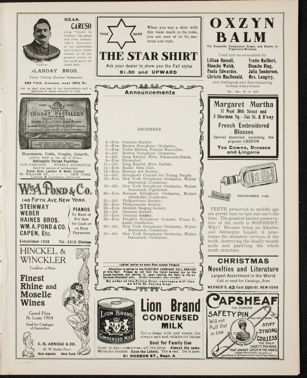 Elmendorf Lecture: Northern Italy, December 2, 1906, program page 3