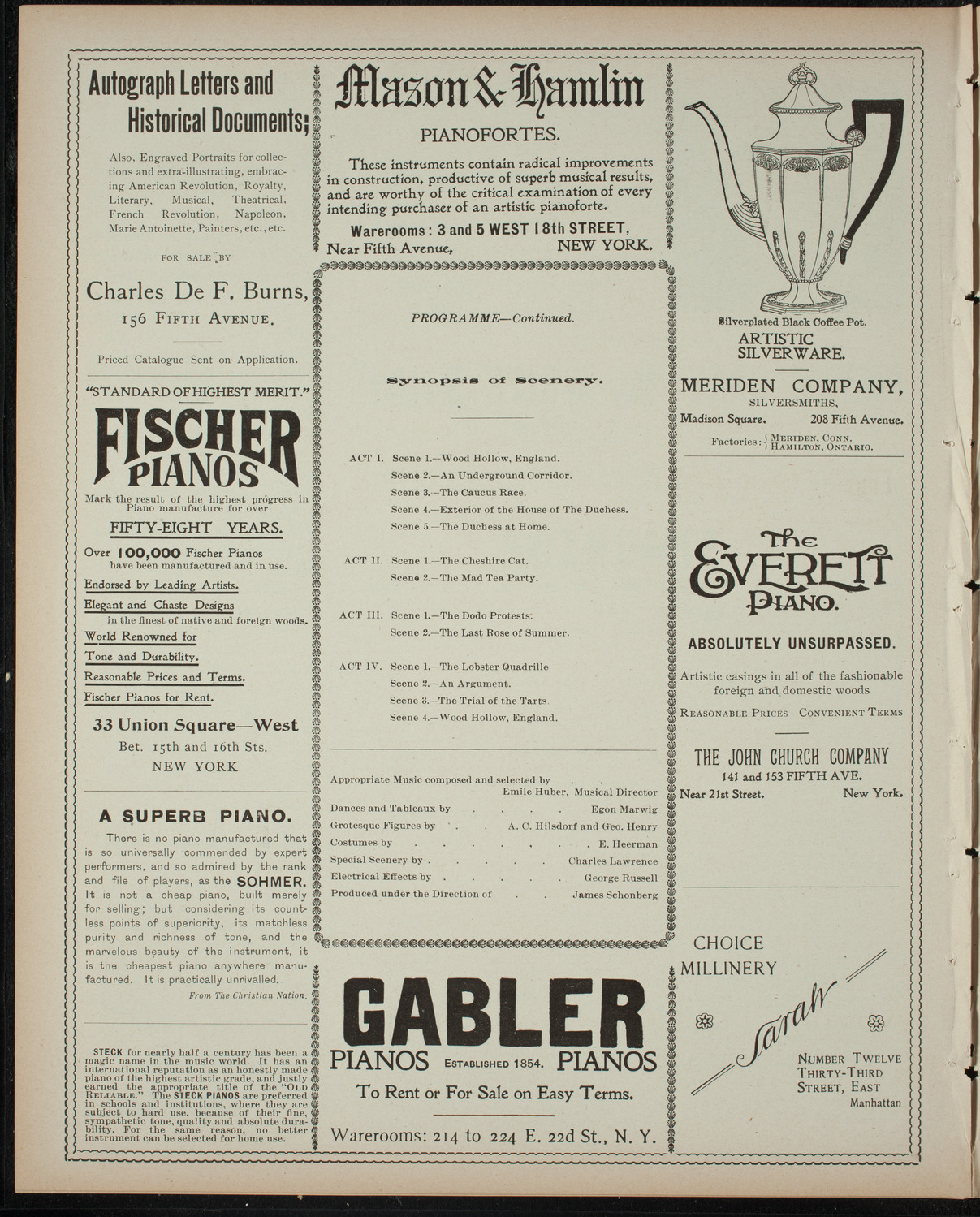 Alice in Wonderland, April 15, 1899, program page 6