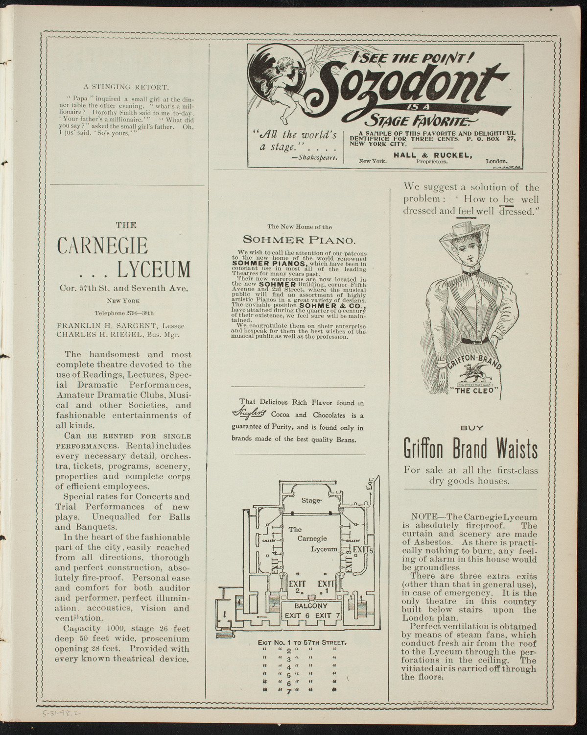 New York Banks' Glee Club and Others, May 31, 1898, program page 3