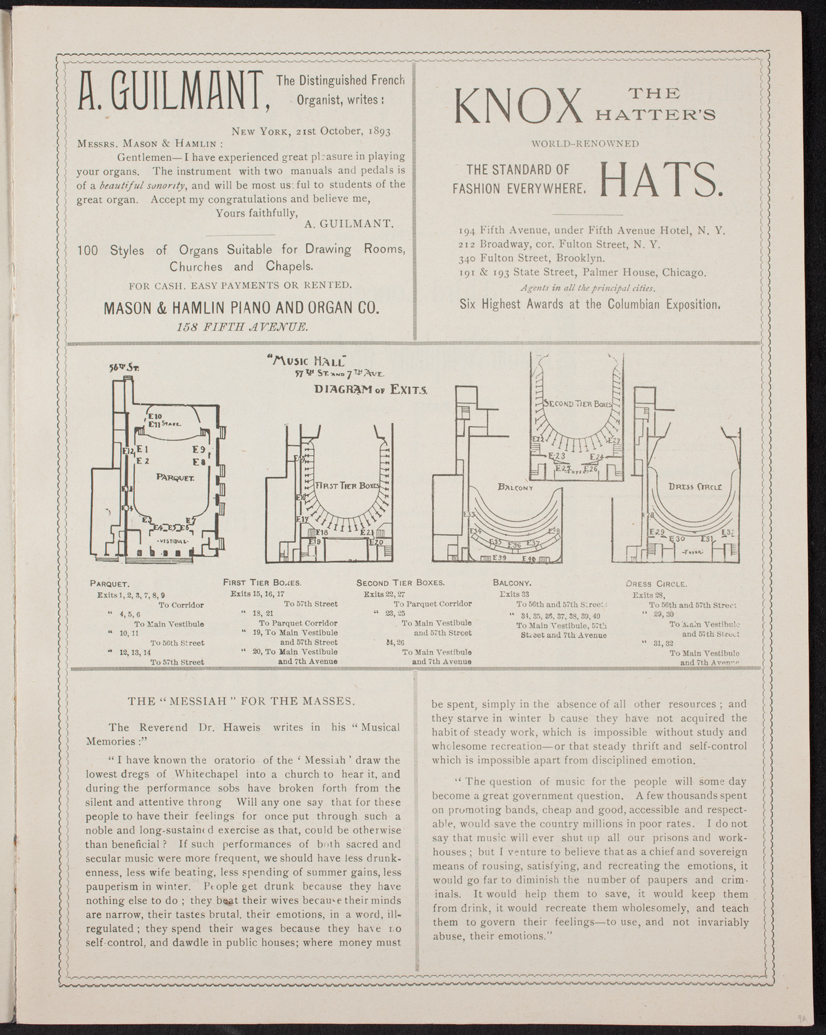 Boston Symphony Orchestra, January 11, 1894, program page 3