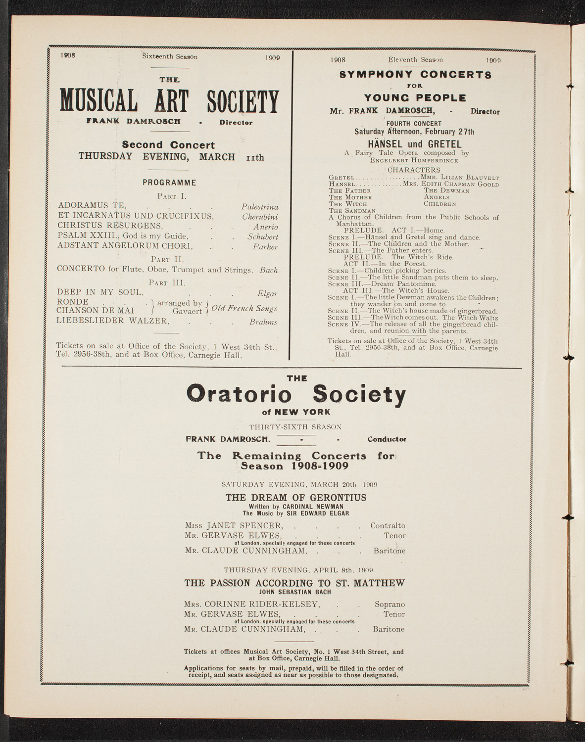 People's Symphony Concert, February 19, 1909, program page 10