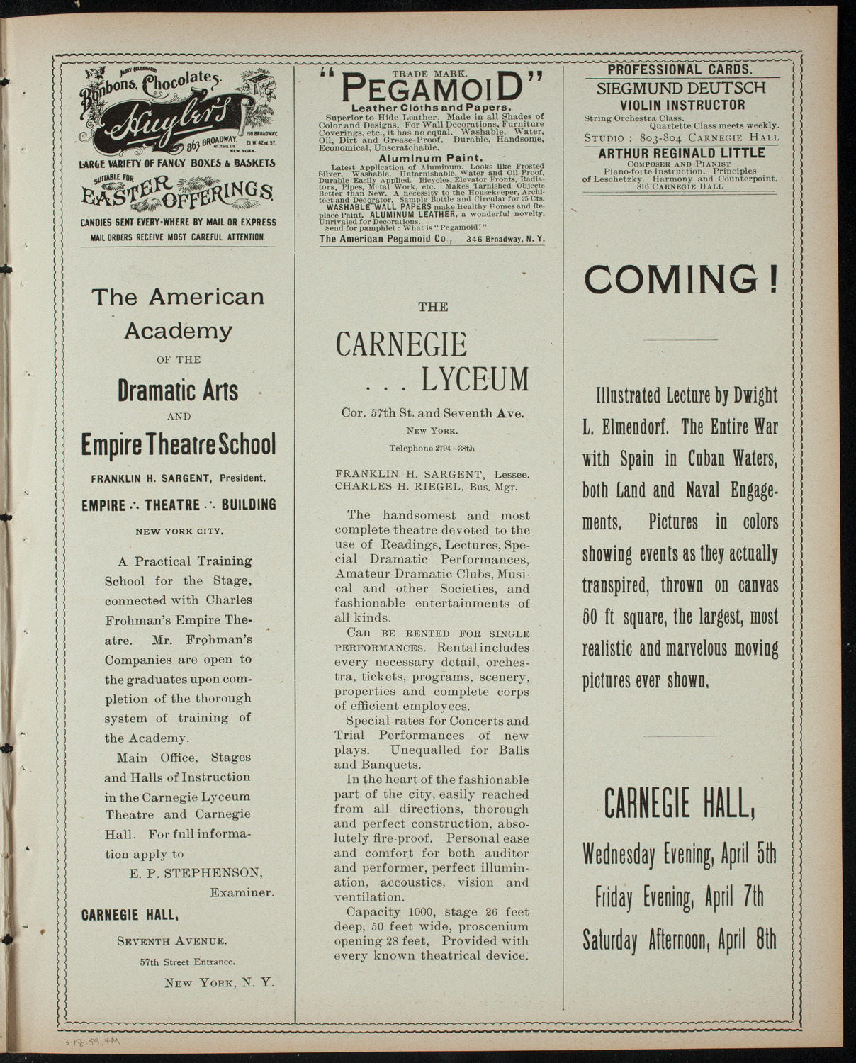 Comparative Literature Society Saturday Morning Conference, March 18, 1899, program page 7