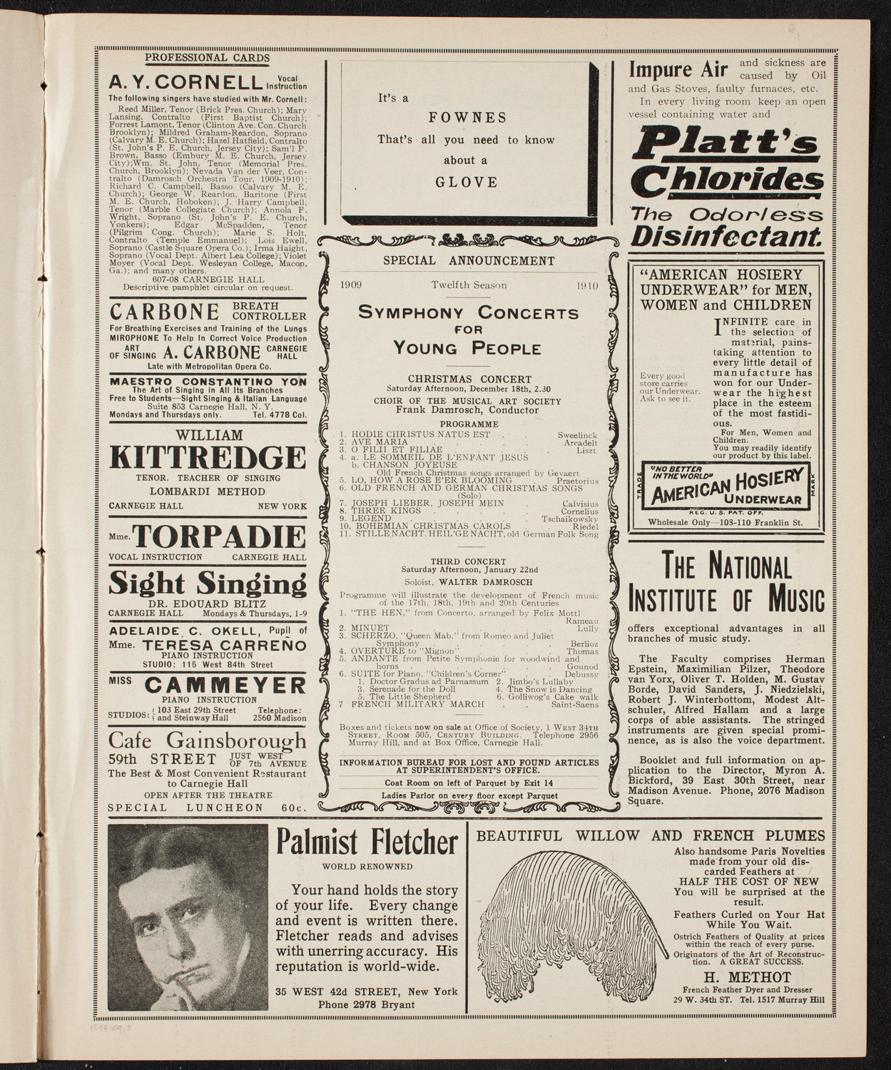 New York Philharmonic, December 17, 1909, program page 9
