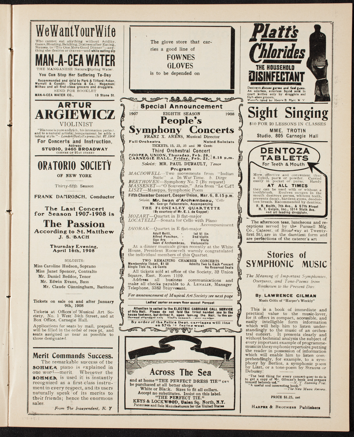 Fannie Bloomfield Zeisler, Piano, February 12, 1908, program page 9