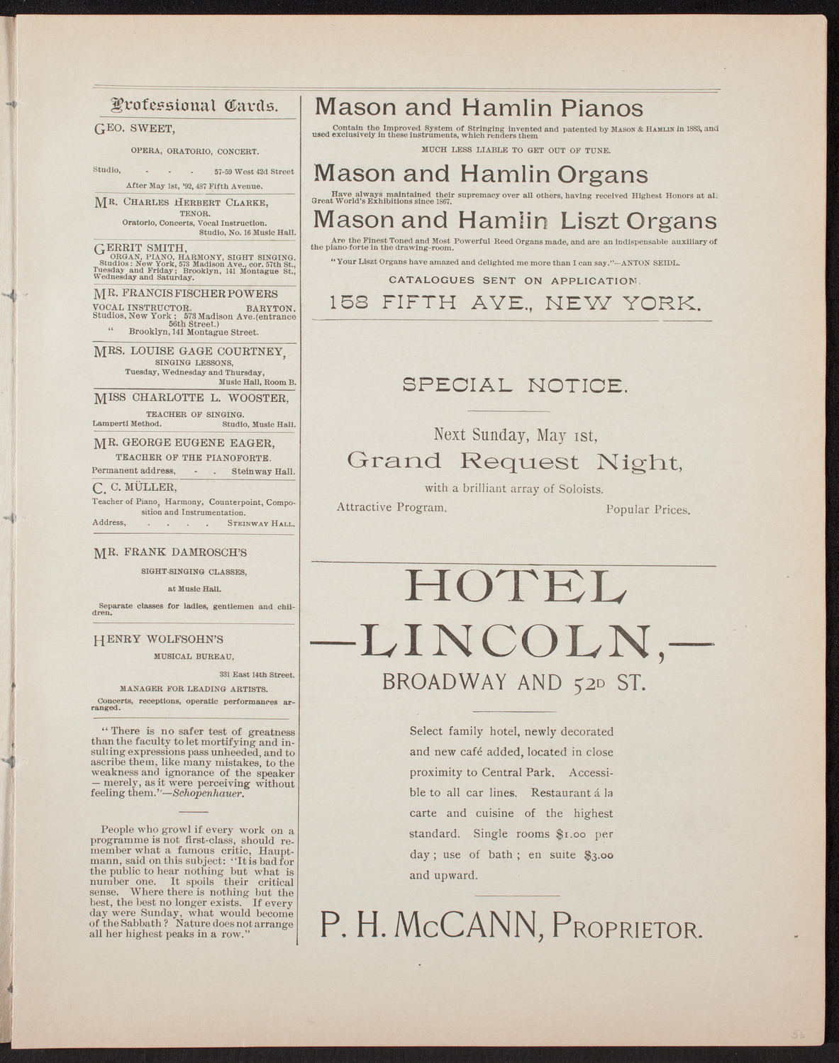 W.T. Talbert, April 25, 1892, program page 5