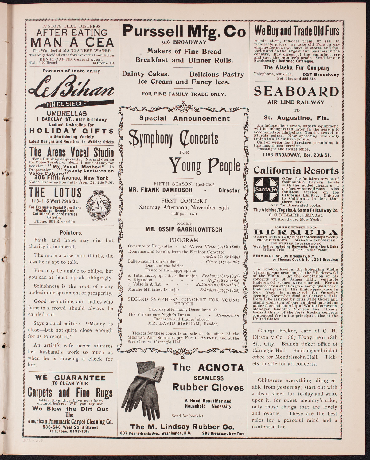 Jaroslav Kocian with Orchestra, November 22, 1902, program page 9