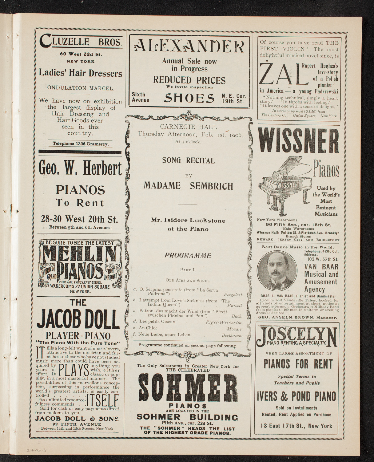 New York Symphony Orchestra, February 6, 1906, program page 5