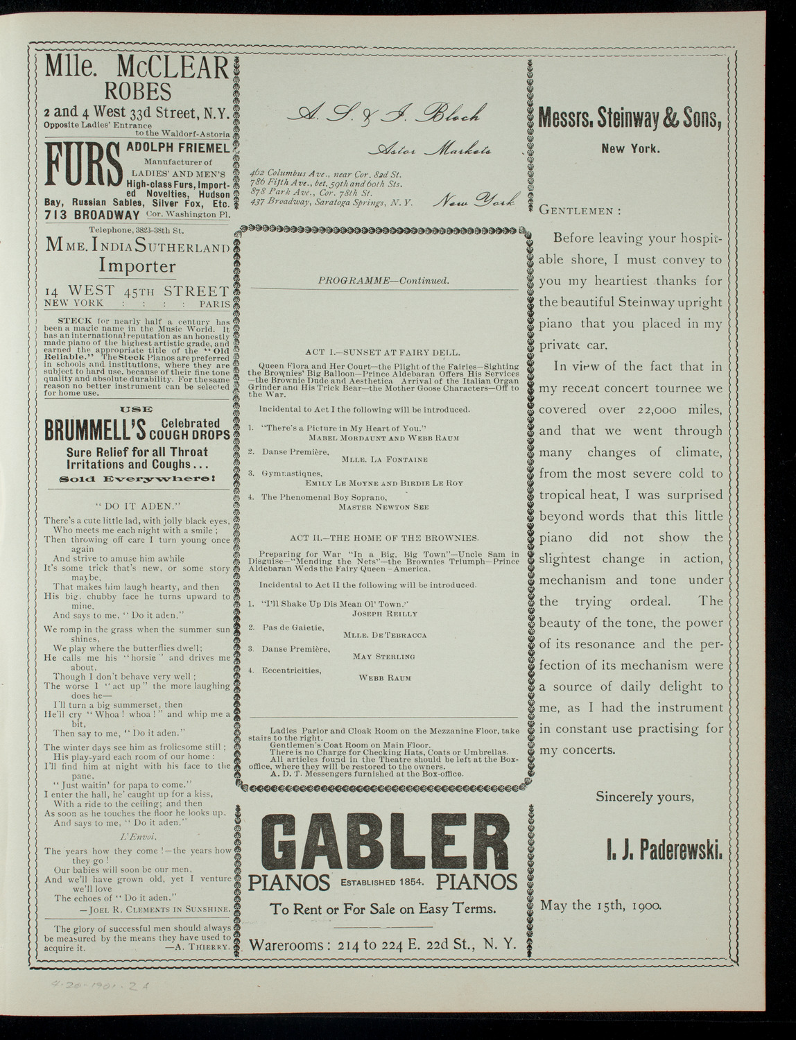 The Children's Theatre, April 20, 1901, program page 3