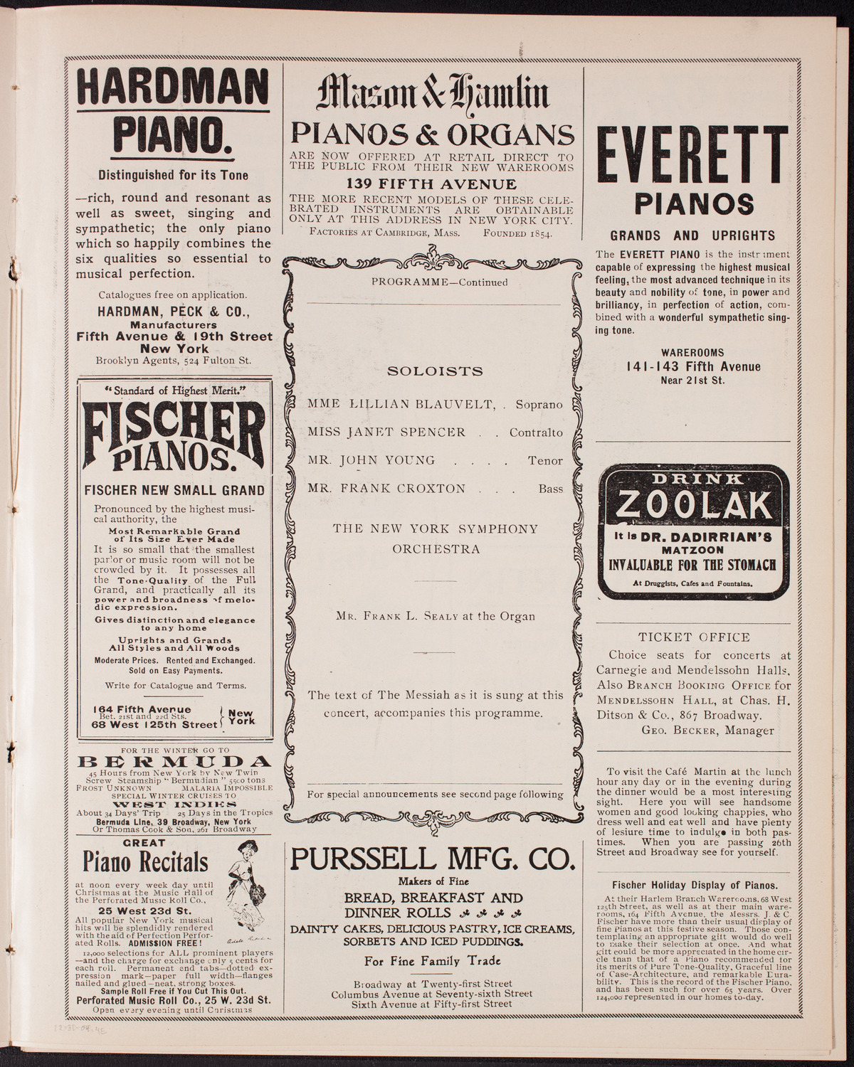 Oratorio Society of New York, December 31, 1904, program page 7