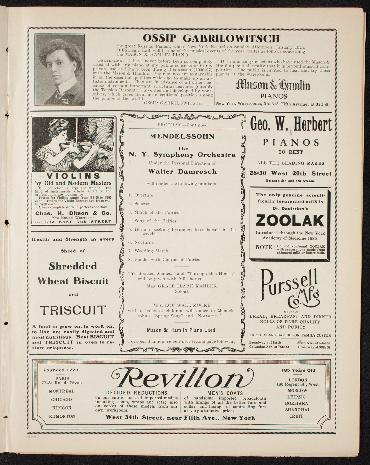 Ben Greet Players with New York Symphony Orchestra, January 2, 1909, program page 7