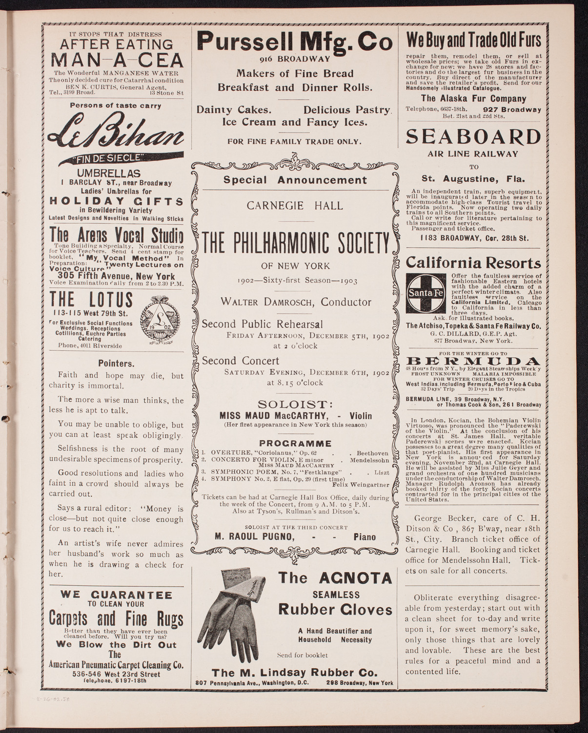 Jaroslav Kocian with Julie Geyer, November 26, 1902, program page 9